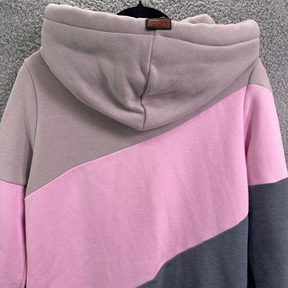 Wanakome Hoodie Women’s Small Pink Gray Colorblock Pullover Logo Patch soft cozy - Picture 9 of 13